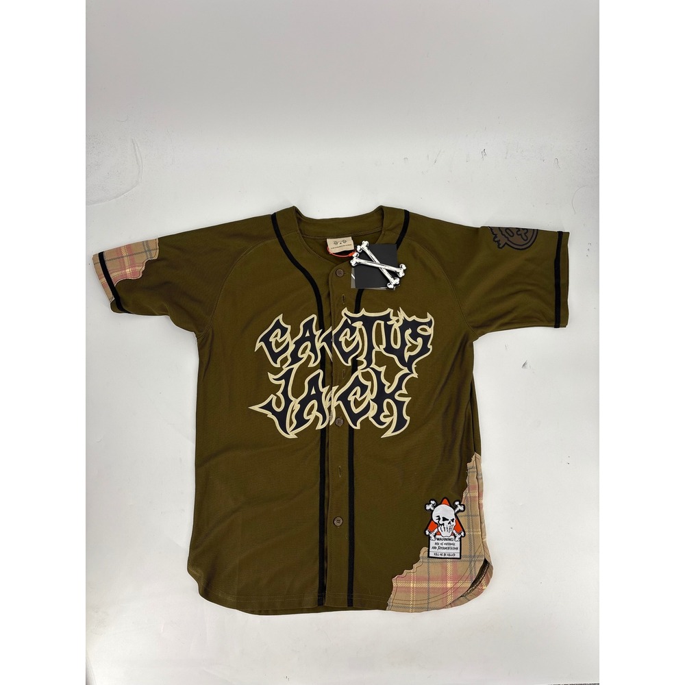 Brand X Cactus Jack Astroworld Baseball Jersey Olive Green Plaid BX003-BAJ-04 M